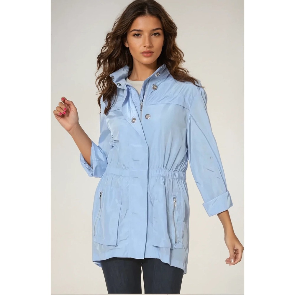 Ciao Milano Tess Anorak Lightweight Hooded Rain Jacket Light Blue Womens XL